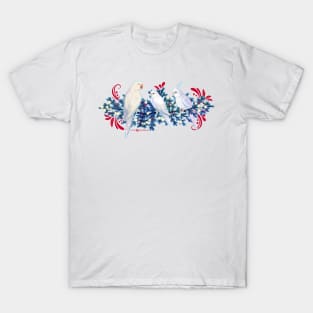 White Christmas Parrots T-Shirt